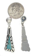 Sterling Silver Turquoise Inlay Post Dangle Earrings Jewelry TX26174
